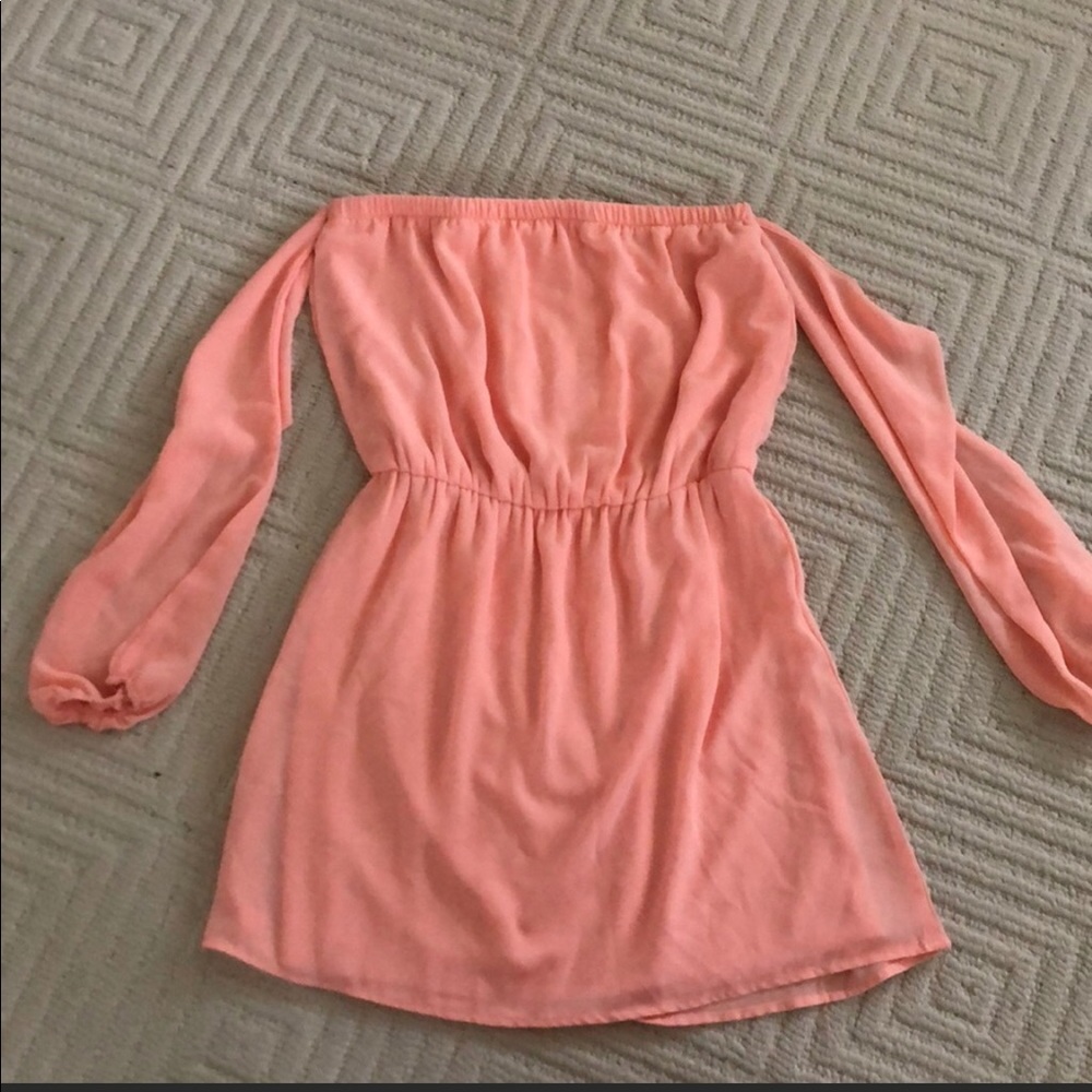 Coral off the shoulder dress